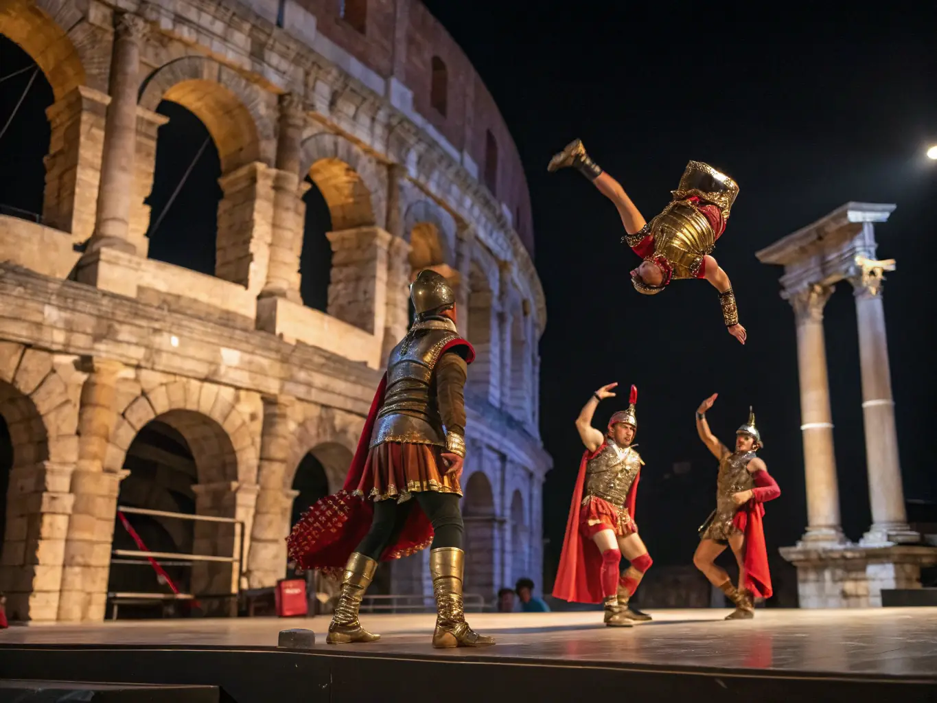 A captivating image of performers in a circus show, highlighting the creativity, skill, and collaborative spirit fostered by ECOLE DE CIRQUE : HORS PISTE.